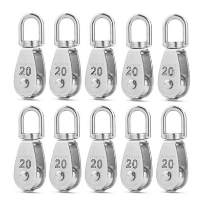 M20 Single Pulley Block Loading 200lbs 10 Pack 304 Stainless Steel Swivel Pul