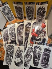 20 Temporary Tattoo Lot Waterproof Lion Wolf Tribal Pirate Abstract Full Arm