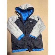 vtg grey tag Nike Kids Hooded Jacket Blue Black Gray Zip Up reversible Size 7