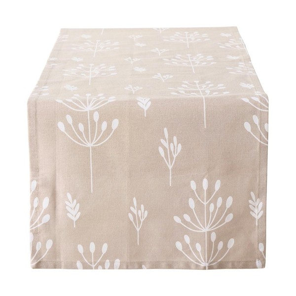 TischläUfer Tischdecke Polyester Beige Weiß Zweigemotive 40 X 140 Cm-image