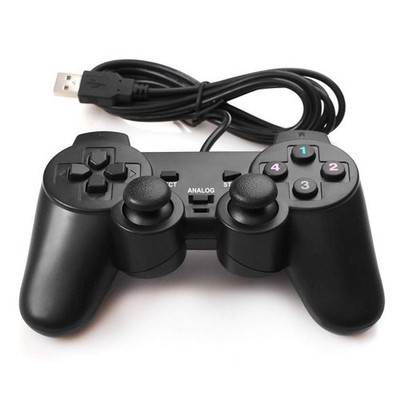 USB Wired Game Controller for Windows Universal Size, Black-Wired