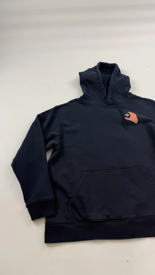 Pulôver Mountain Hardwear com capuz feminino XL azul marinho gráfico bolso canguru externo - Imagem 2 de 4