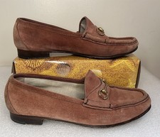 Vintage Gucci Horsebit 1953 Loafers Chestnut Brown Orange Suede Size W  s 39.5