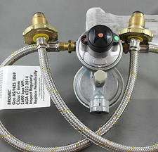 CARAVAN LPG GAS BOTTLE 2 STAGE REGULATOR 2 CYLINDERS CAMPER TRAILER 160MJ 1 MT