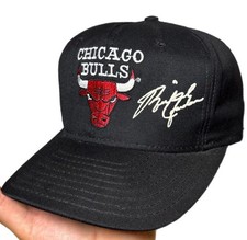 Vintage Chicago Bulls Hat Cap Snap Back Black Michael Jordan Auto 23 Wool 90s