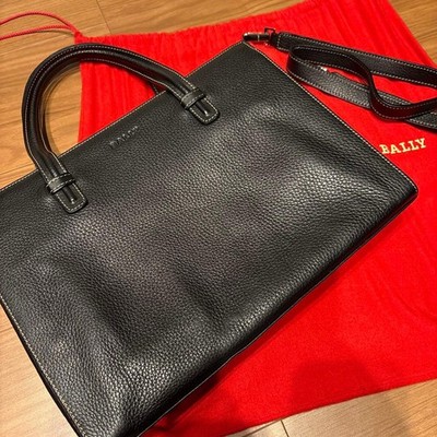 BALLY Black Leather Tote Bag 30a