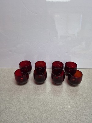 8 Roly Poly Style Ruby Red Cocktail Glasses