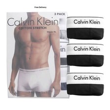 Calvin Klein Boxers 3 In1 Pack Brand New All Black White Belt Stretch Low Rise