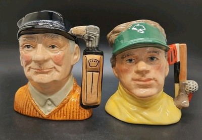 2 Royal Doulton 4'' kleine Charakter Krüge Golfer D6756 & The Golfer D6865
