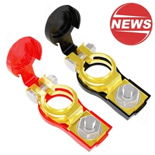Pair Car Battery Terminal Connectors Universal Positive Negative Wire Post Clamp