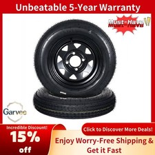 Universal 4-lug Trailer Tire Set 2 4.80-12 On 12 Black Rims 6pr Load C