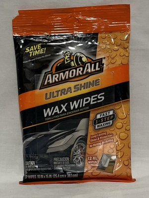 #ad NEW ArmorAll Ultra Shine Wax Wipes XL 1 Pack 12 Total 1 Step Wipes $15.99