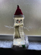 Ice Cube Snowman LED Glitter Lantern
