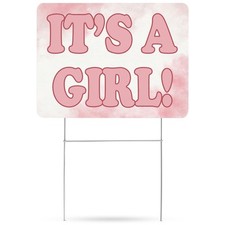 It's A Girl Congratulations Baby Gender Reveal Yard Sign Home Decor Lawn Deco...