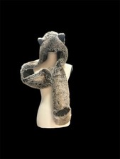 SpiritHoods Kids Grey Wolf Faux Fur Hood Hat One Size Fits All Paws Keep Warm