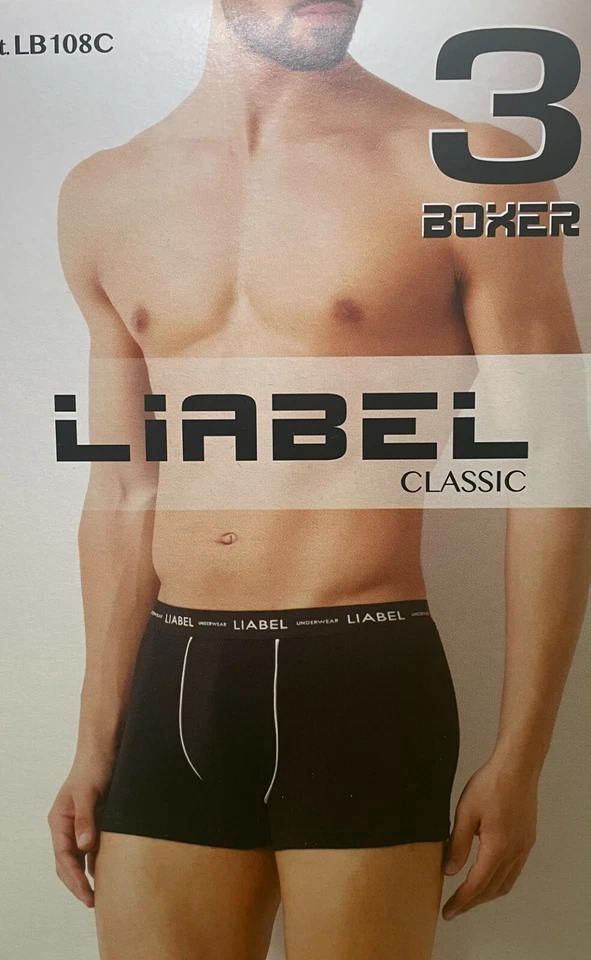 6 boxer da uomo ragazzo LIABEL LB108C mutanda blu nero grigio cotone elasticizza