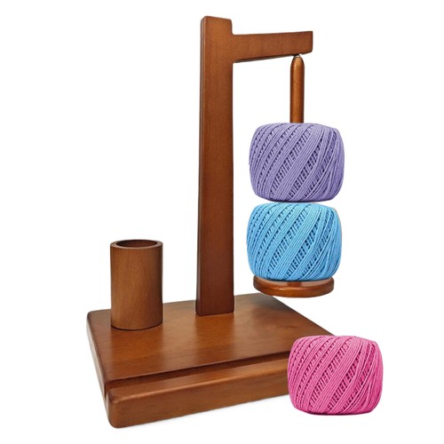 Yarn Holder For Knitting And Crocheting Rotating Magnetic Wooden Yarn Holder - Picture 5 of 12