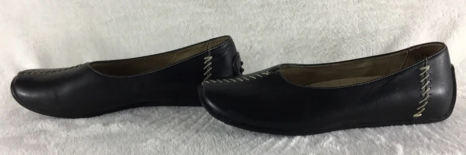 Zapatos planos de ballet BRONX para mujer 8,5 B de cuero negro para conducir informales punta cuadrada Foto 2 de 4