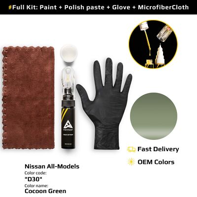 Touch up Paint for Nissan Code: D30 Cocoon Green Easy Apply Scratch Repair