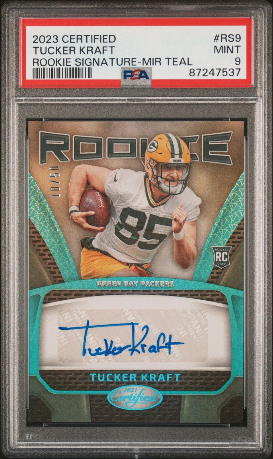 Tucker Kraft Panini Certified Rookie Signatures #RS9 Mirror Teal