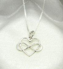 Solid 925 Sterling Infinity Forever Love Heart Pendant Necklace Chain