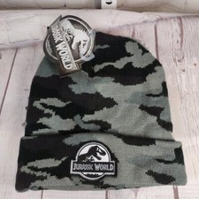 Jurassic World Unisex Kids Beanie Hat Toboggan One Sz Black Gray Charcoal Camo