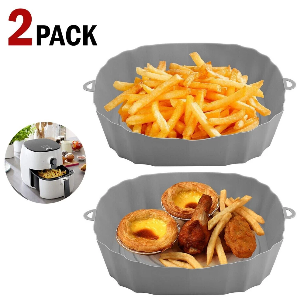 Air Fryer Silicone Pot Baskets Liners Non-Stick Safe Oven Baking Tray Mats(2PCS)