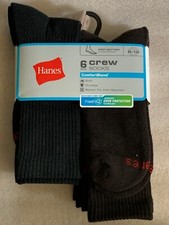 S50 Hanes CREW Socks 6 Pack FRESH IQ ComfortBlend MEN'S SHOE SIZE 6-12 MULTI