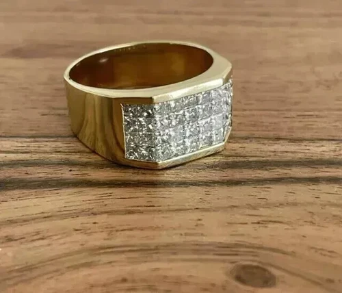 2 Ct Round Cut Simulated Diamond Engagement Band Ring 14K Yellow Gold Plated