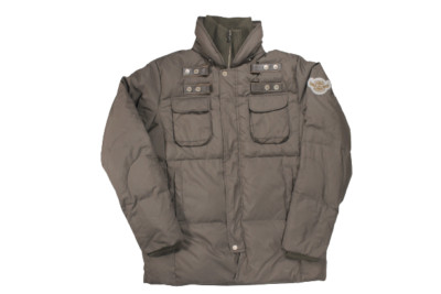 Frankie Morello Winter Jacket L Quilted Puffer Bomber Down Feather Leather Trim