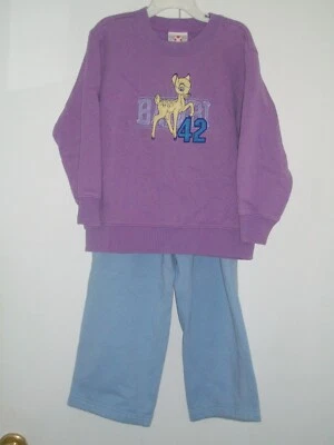 Conjunto polar DISNEY Bambi para niña - Sudadera/Pantalones - Púrpura/Azul - Talla 4 - Usado en Excelente Condición - Imagen 1 de 4