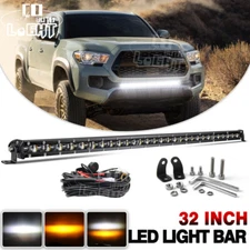 Strobe 32" LED Light Bar Kit Hidden Bumper Grille For 2005-2015 Toyota Tacoma 