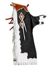 Black/ White Western Chinks Leather Tooled Chaps for Adults Free Shipping
