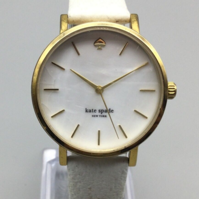 Kate Spade Metro Watch Women 34mm Gold Tone MOP Dial Leather  display picture 3