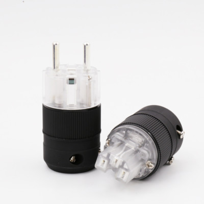 Paar Versilbert Netzteil EU Schuko C15 Adapter HiFi Audio Netzkabel Stecker