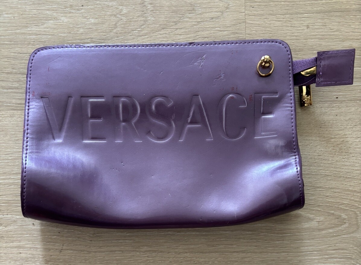Versace Profumi Vinyl Purple Travel Makeup Cosmetics Fragrance Bag