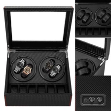 4 + 6 Silent Automatic Rotation Watch Winder Storage Case Box Dual Motor Holder