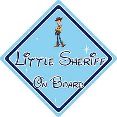 CAR SIGNS DIRECT Little Sheriff On Board Car Sign - Baby On Board - Disney Toy Story Woody