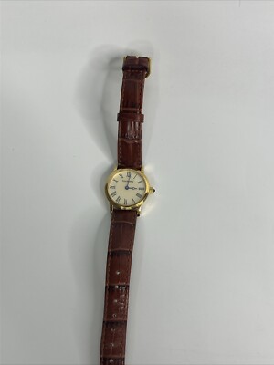 Womens Tourneau Quartz Watch Great Condition Leather Blue Crystal As Is  Untested