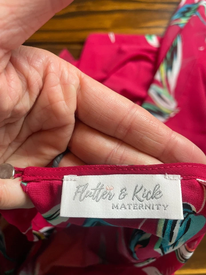 Flutter & Kick Shirt, Women's Size Small, Pink Floral, Maternity, Split Back - Image 3 of 4