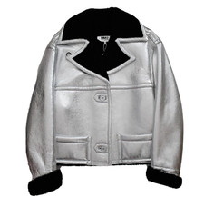 $2990 Maison Martin Margiela Mm6 Silver Leather Shearling Aviator Jacket It-36