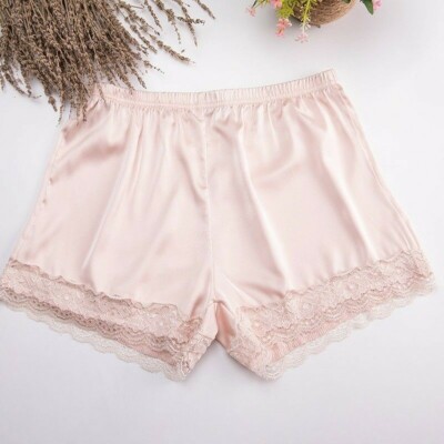 Lady Lace Underpants Panty Imitated Silk Underdrawers Satin Shorts Knickers Soft