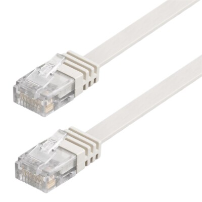 Flach-Patchkabel weiß 10m U/UTP CAT5e Netzwerk Ethernet-Kabel 100MHz RJ45 8P8C