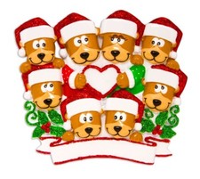Personalize Ornament Cute Family of 8 Brown Bear Heart Birthday Anniversary Gift