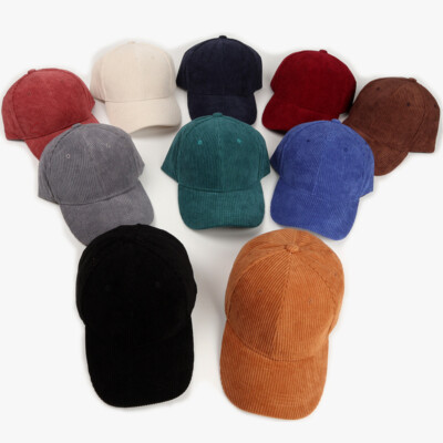 Cord Baseball Cap Ball Dad Mütze verstellbar uni einfarbig Herren Damen Golf Caps