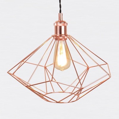 Moderne Kupfer Metall Draht Geometrische Leuchte Decken Pendelleuchte