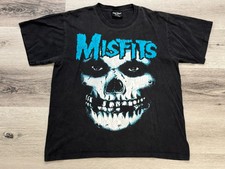 Vintage Rock-Chang MISFITS Blue Skull T-Shirt Black Size Large 90s Y2K Era Band