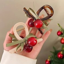 Plastic Resin FOR CHERRY Hair Claw Clip for Women Bowknot Detail 8x6.5cm