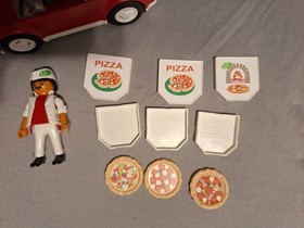 Playmobil 6292 Add-On Pizza Delivery Car 6392 driver rare sets 1988 Germany