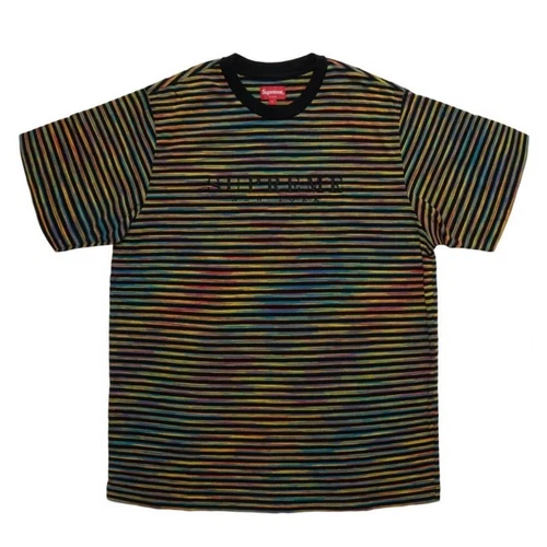 T shirt noir à rayures statiques Supreme